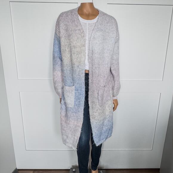 NWT-Audrey Parks by Francesca’s-Elaine Fuzzy Long Cardigan-Pastels-Women’s Small - Picture 9 of 9